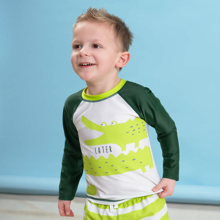 2-Piece Baby & Toddler Boys Later Gator Rash Guard & Swim Trunks Set-Gerber Childrenswear
