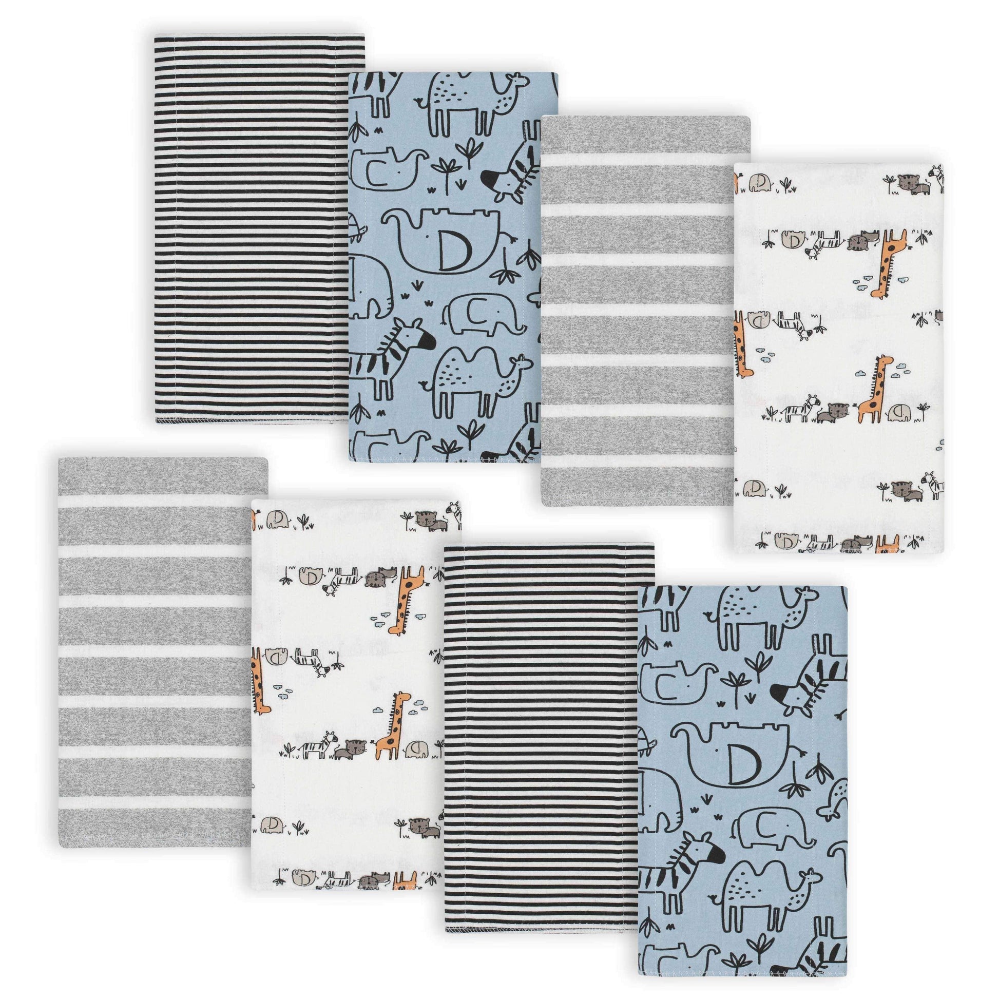 Gerber® 8-Pack Baby Boys Jungle Flannel Burp Cloths-Gerber Childrenswear