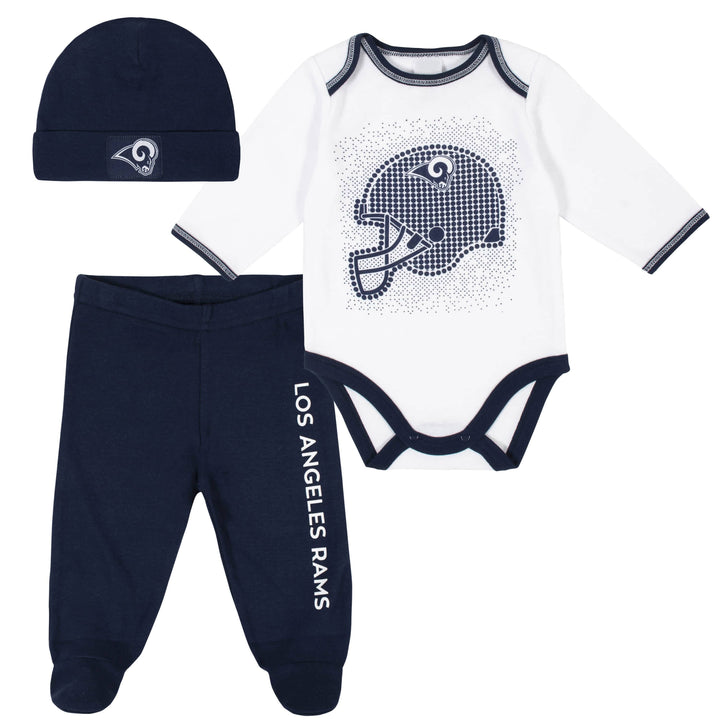 Los Angeles Rams 3-Piece Baby Boys Bodysuit, Pant, and Cap Set-Gerber Childrenswear