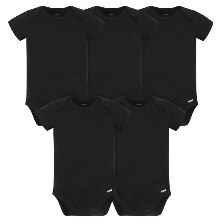 5-Pack Baby Black Premium Onesies® Bodysuits-Gerber Childrenswear