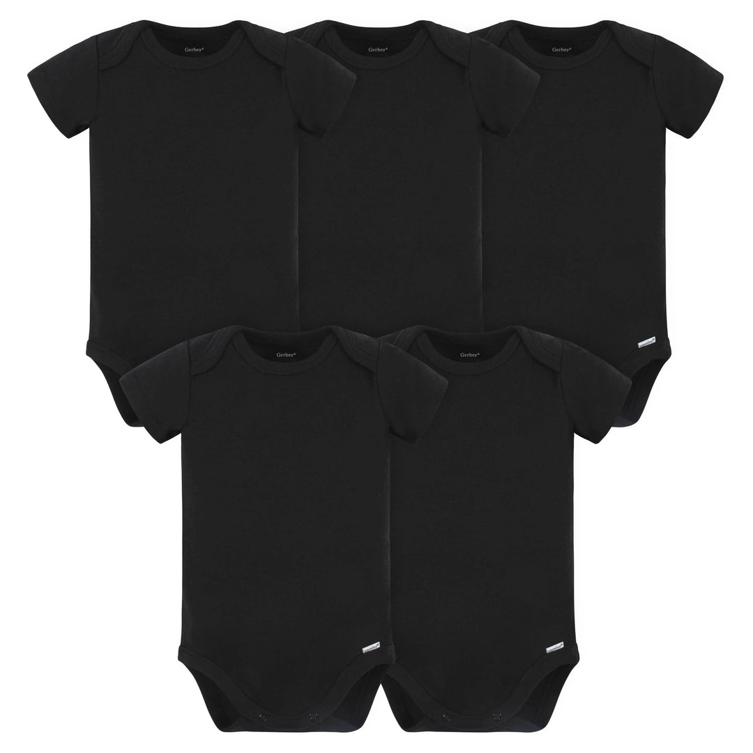 5-Pack Baby Black Premium Short Sleeve Onesies® Bodysuits – Gerber
