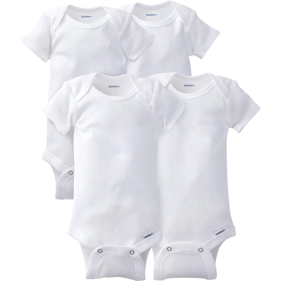 4-Pack Baby Neutral White Onesies® Bodysuits-Gerber Childrenswear