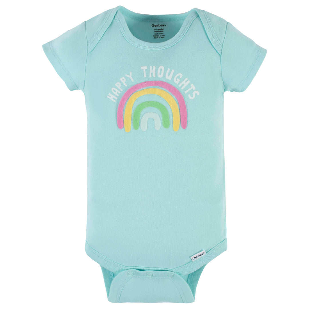 4-Pack Baby Girls Dots Of Rainbows Short Sleeve Onesies® Bodysuits-Gerber Childrenswear