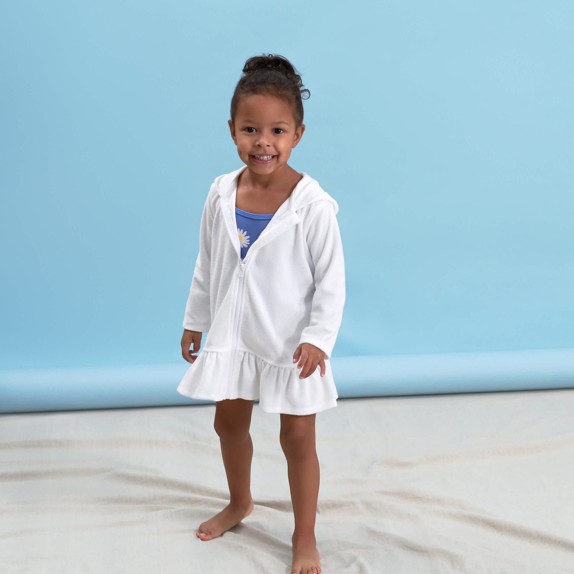 Baby & Toddler Girls White Zipper Hoodie Terry Coverup-Gerber Childrenswear