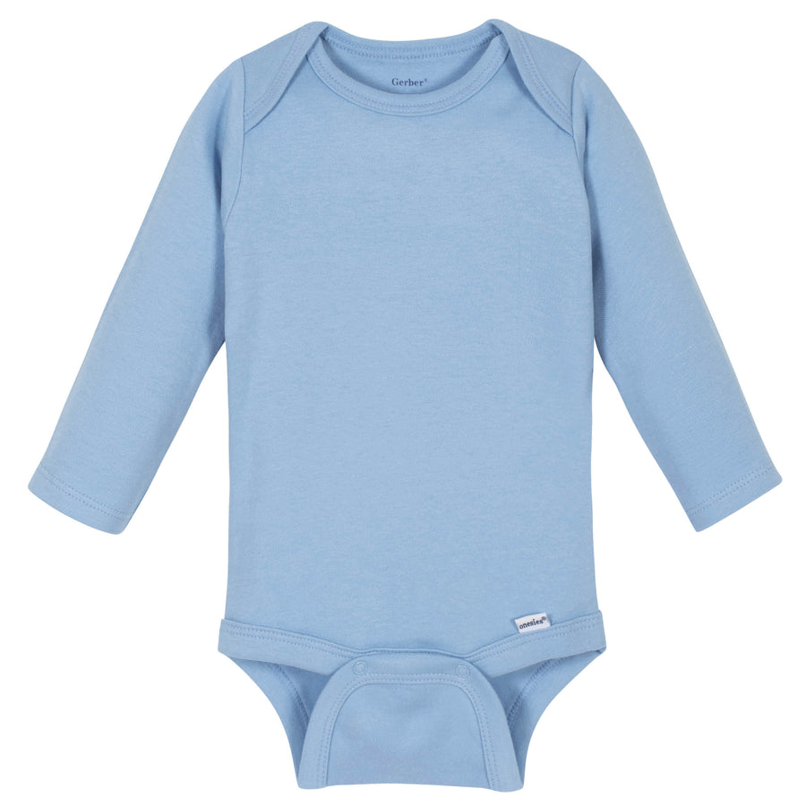 Premium Long Sleeve Onesies® Bodysuit - Light Blue-Gerber Childrenswear