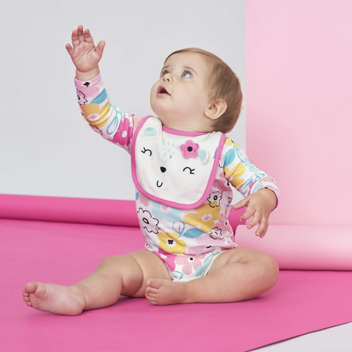 4-Pack Baby Girls Bear Dribbler Bibs