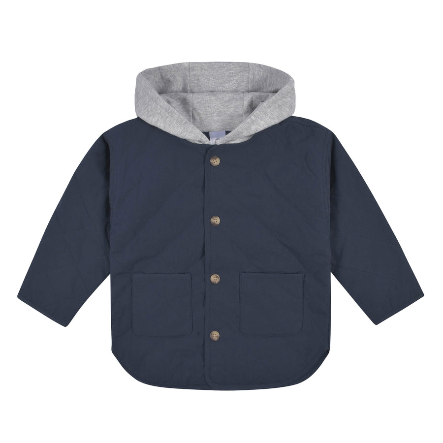 Infant & Toddler Boys Navy Quilted Hooded Jacket