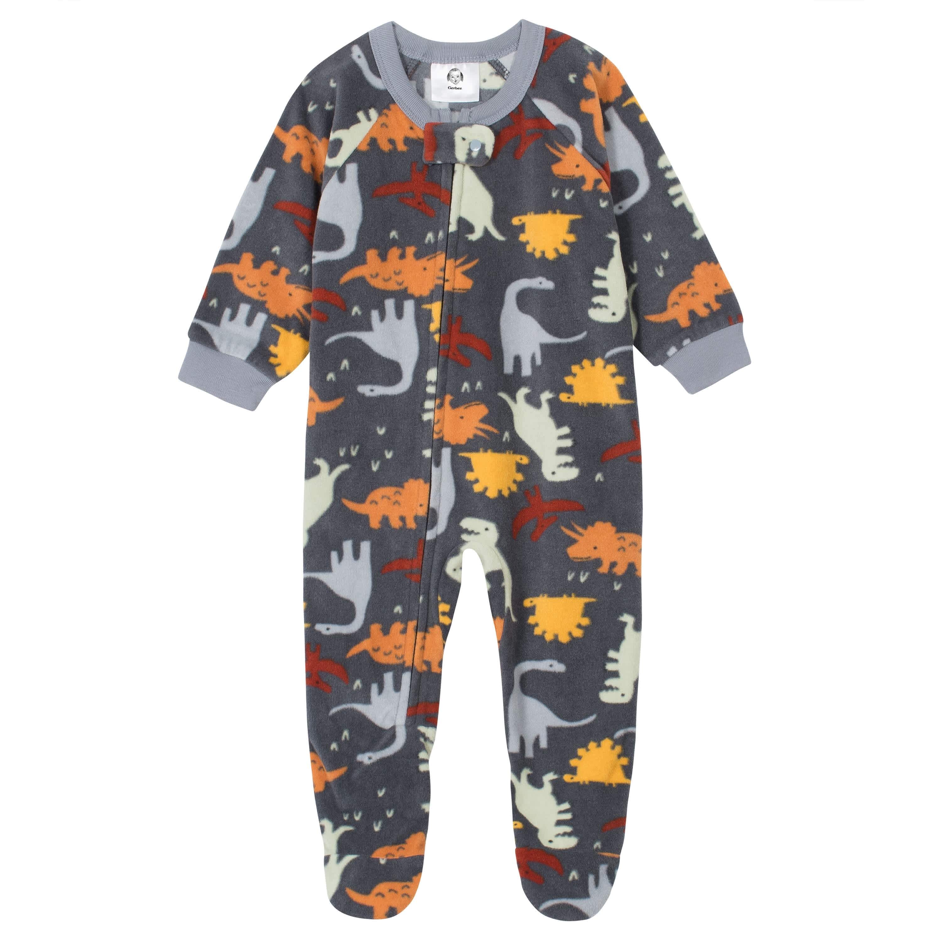 Gerber® 4-Pack Baby Boys Monkeys & Dinos Fleece Pajamas-Gerber Childrenswear