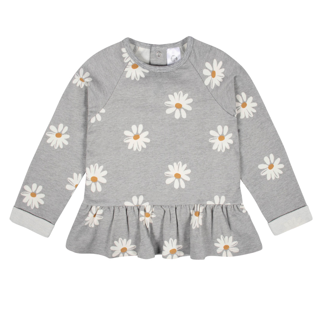 2-Piece Infant & Toddler Girls Mustard Floral Peplum Top & Leggings Set