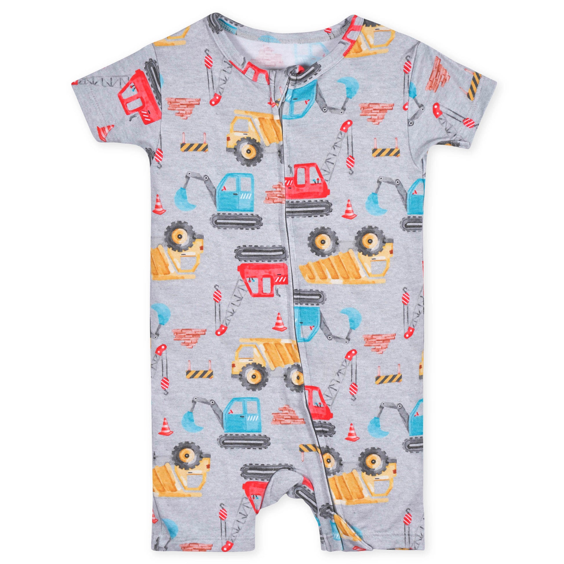 Baby Boys Construction Trucks Buttery-Soft Viscose Made from Eucalyptus Snug Fit Romper