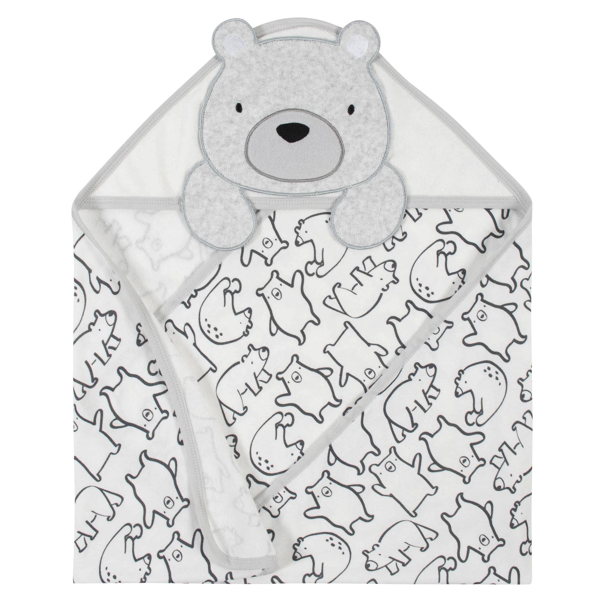4-Piece Boys Bear Hooded Towel and Washcloths Set-Gerber Childrenswear