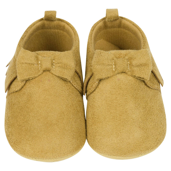 Baby Girls Taupe Fringe Faux Suede Shoes-Gerber Childrenswear