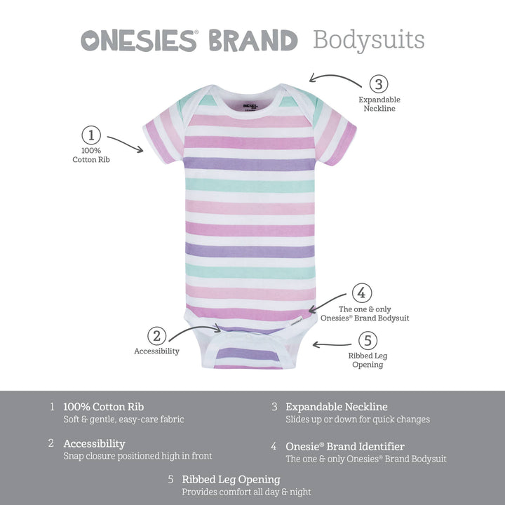 8-Pack Baby Girls Rainbow Floral Short Sleeve Onesies® Bodysuits