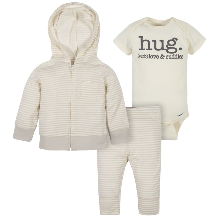 3-Piece Baby Neutral Hug Hooded Jacket, Onesies® Bodysuit, and Pants Set