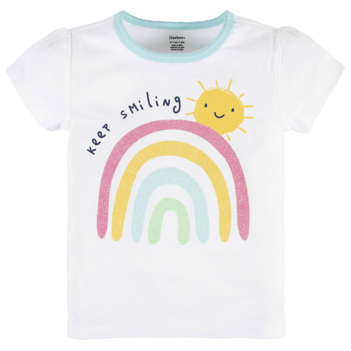 4-Piece Infant & Toddler Girls Dots Of Rainbows Tees, Skort & Pants Set-Gerber Childrenswear