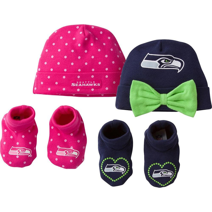 Seahawks Girls Caps and Booties Set-Gerber Childrenswear