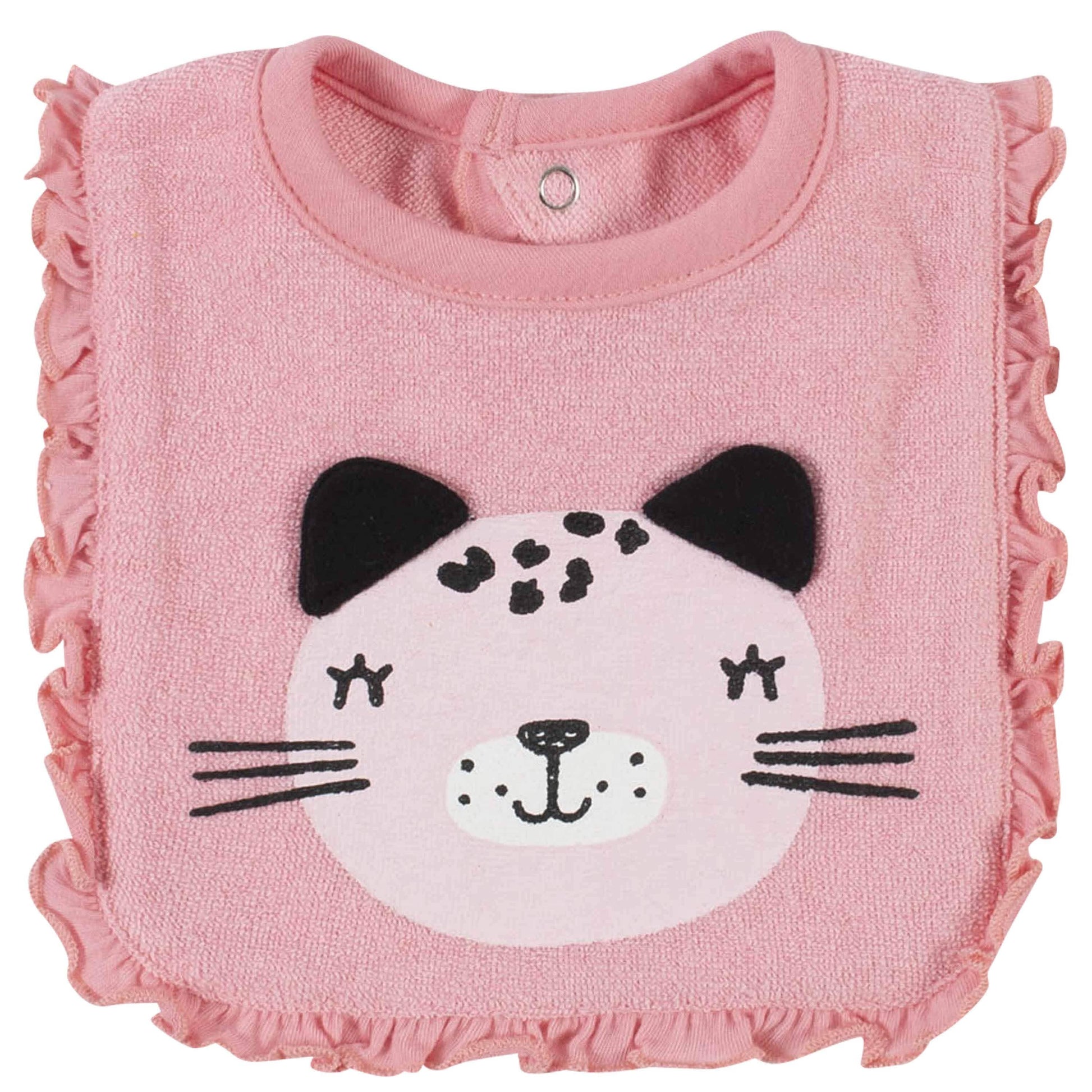 7-Piece Baby Girls Leopard Terry Bibs & Terry Burp Cloths Set-Gerber Childrenswear