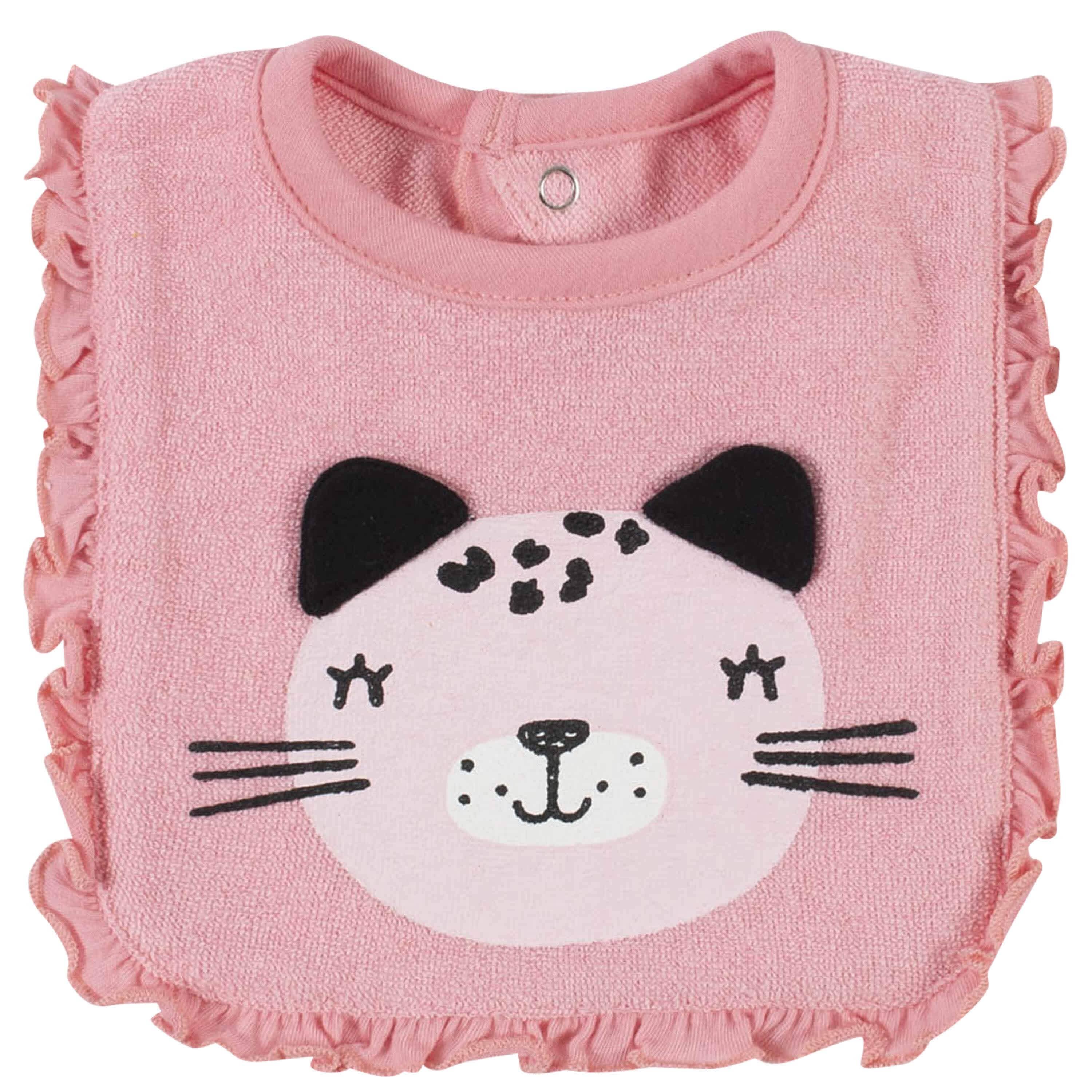 7-Piece Baby Girls Leopard Terry Bibs & Terry Burp Cloths Set-Gerber Childrenswear