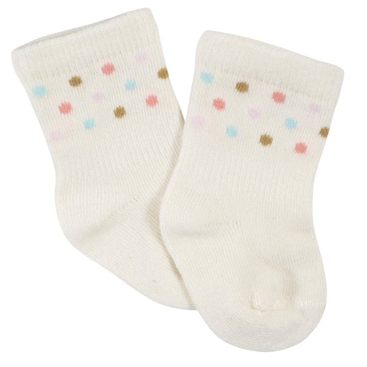 6-Pack Baby Girls Princess Wiggle-Proof™ Jersey Crew Socks-Gerber Childrenswear