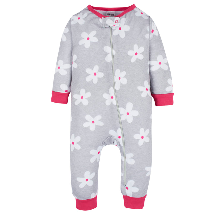 3-Pack Baby & Toddler Girls Dots & Kitties Snug Fit Footless Pajamas