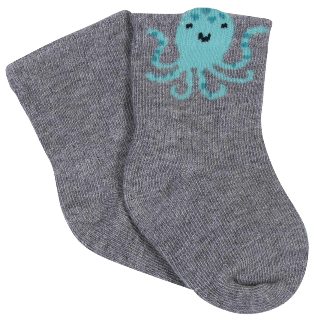 8-Pack Baby Boys' Sea Animals Wiggle-Proof® Jersey Crew Socks-Gerber Childrenswear