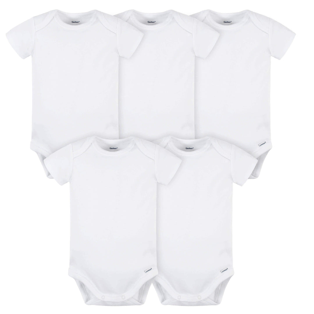 5-Pack Baby White Premium Onesies® Bodysuits-Gerber Childrenswear