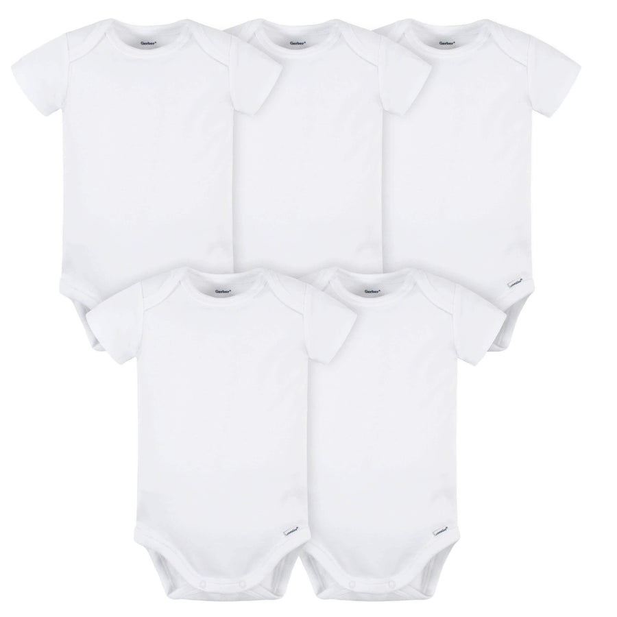 5-Pack Baby White Premium Onesies® Bodysuits-Gerber Childrenswear