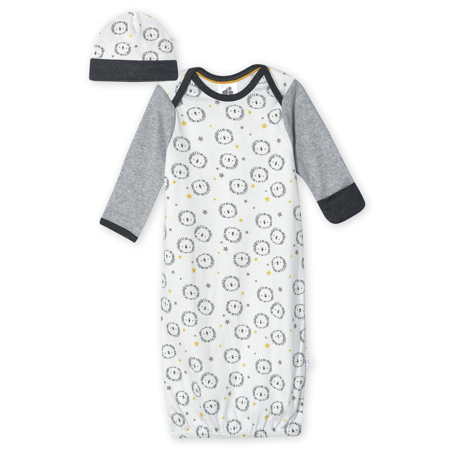 Organic Baby Boys 2-Piece Lil' Lion Gown and Hat Set-Gerber Childrenswear