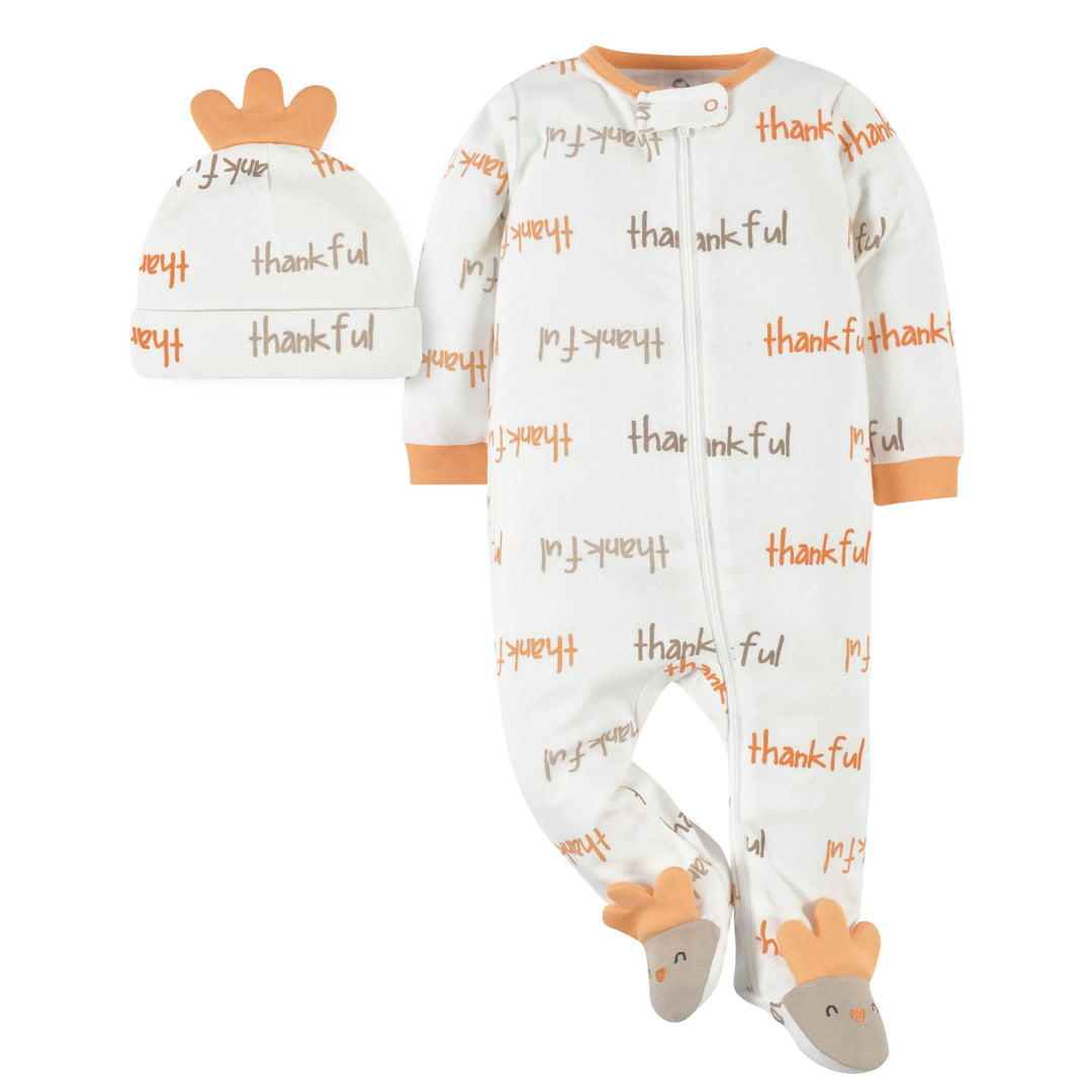 2-Piece Baby Neutral Turkey Sleep 'n Play & Hat-Gerber Childrenswear
