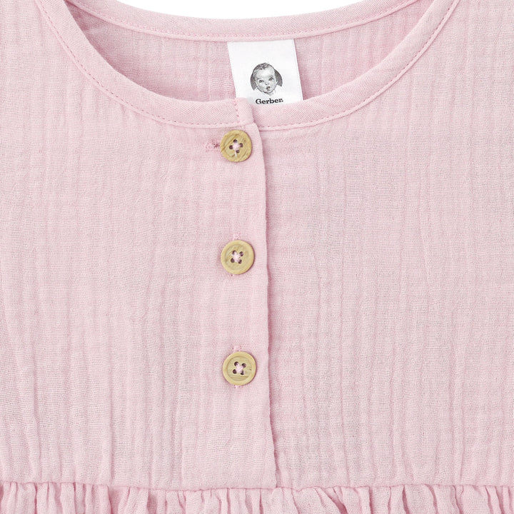 Infant & Toddler Girls Pink Gauze Dress-Gerber Childrenswear