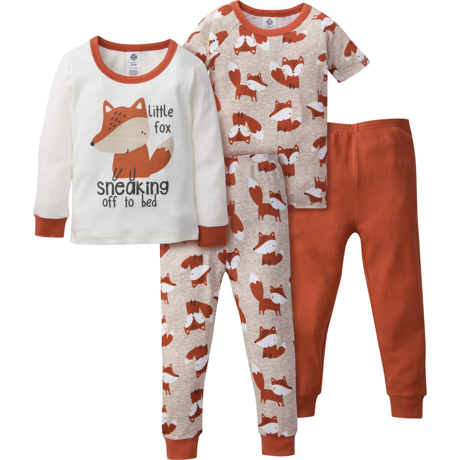4-Piece Infant & Toddler Boys Fox Snug Fit Cotton Pajamas-Gerber Childrenswear
