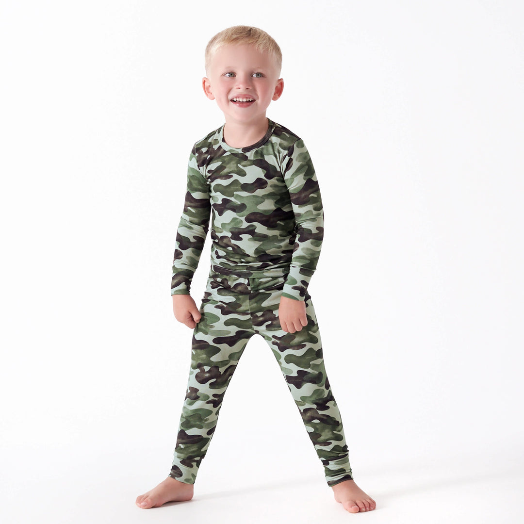 2-Piece Infant & Toddler Boys Camo Buttery-Soft Viscose Made from Eucalyptus Snug Fit Pajamas