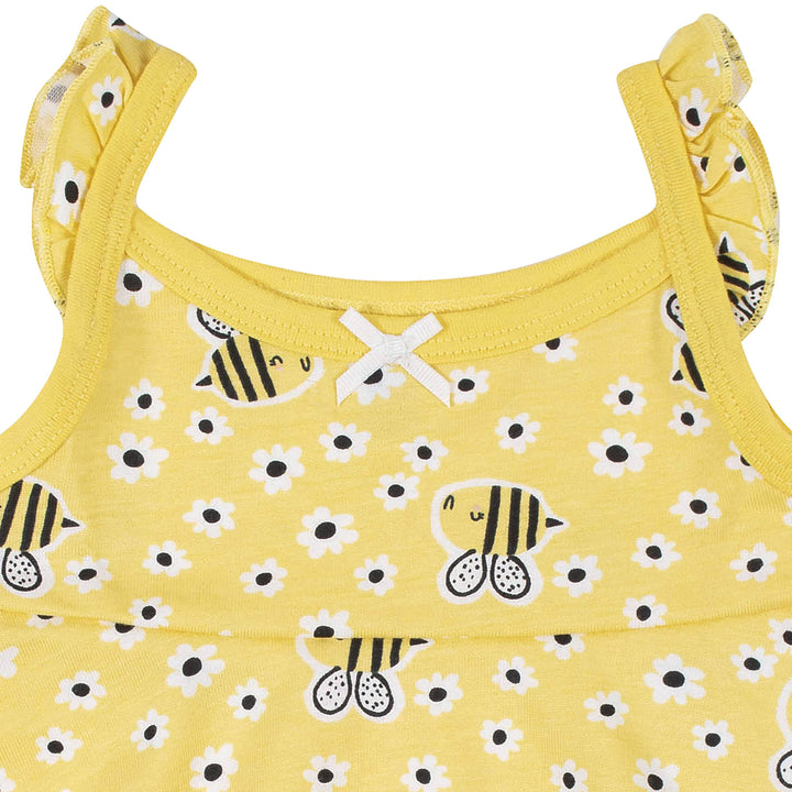 3-Piece Baby & Toddler Girls Bee Garden Dress, Diaper Cover & Sun Hat Set-Gerber Childrenswear