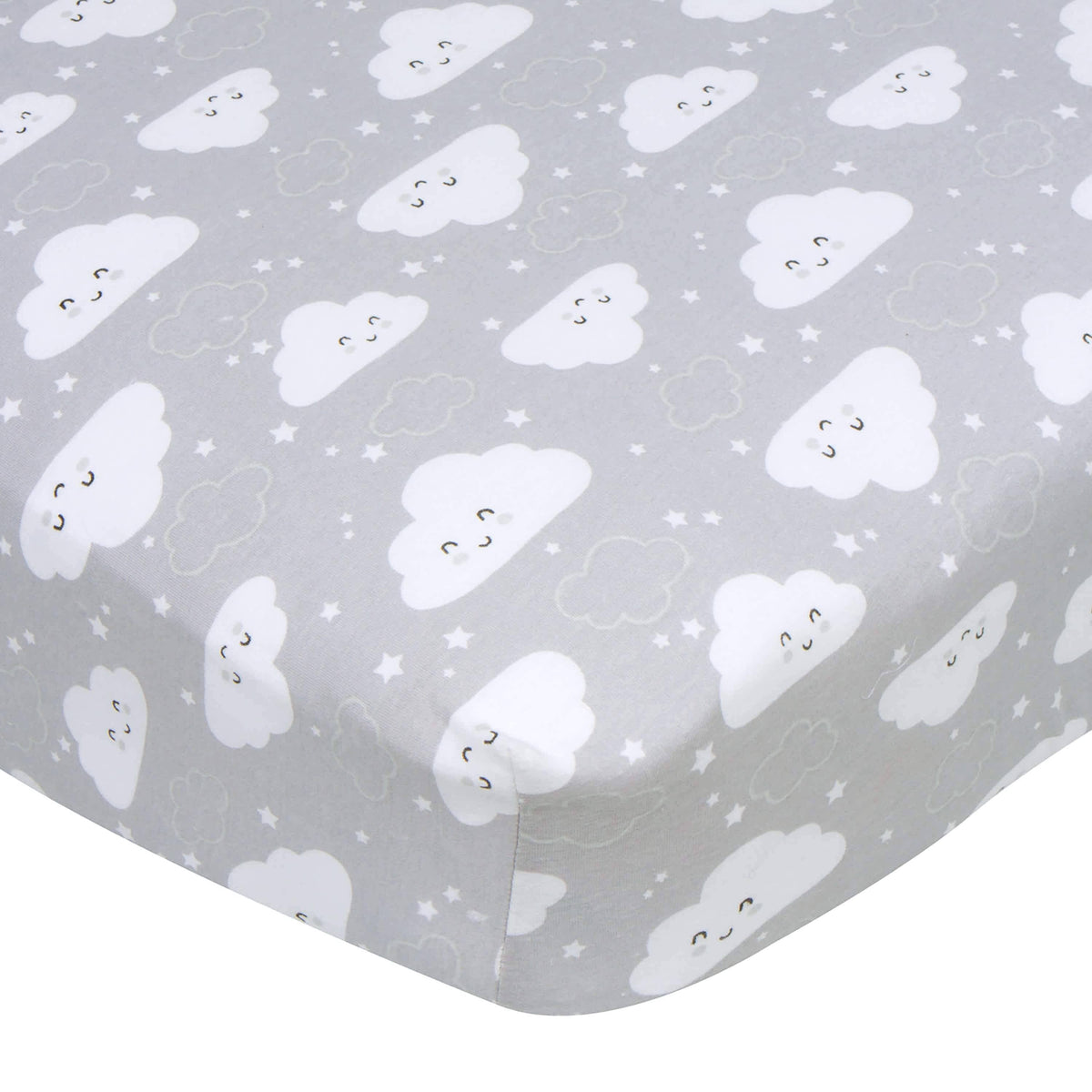 Neutral Clouds Fitted Crib Sheet-Gerber Childrenswear