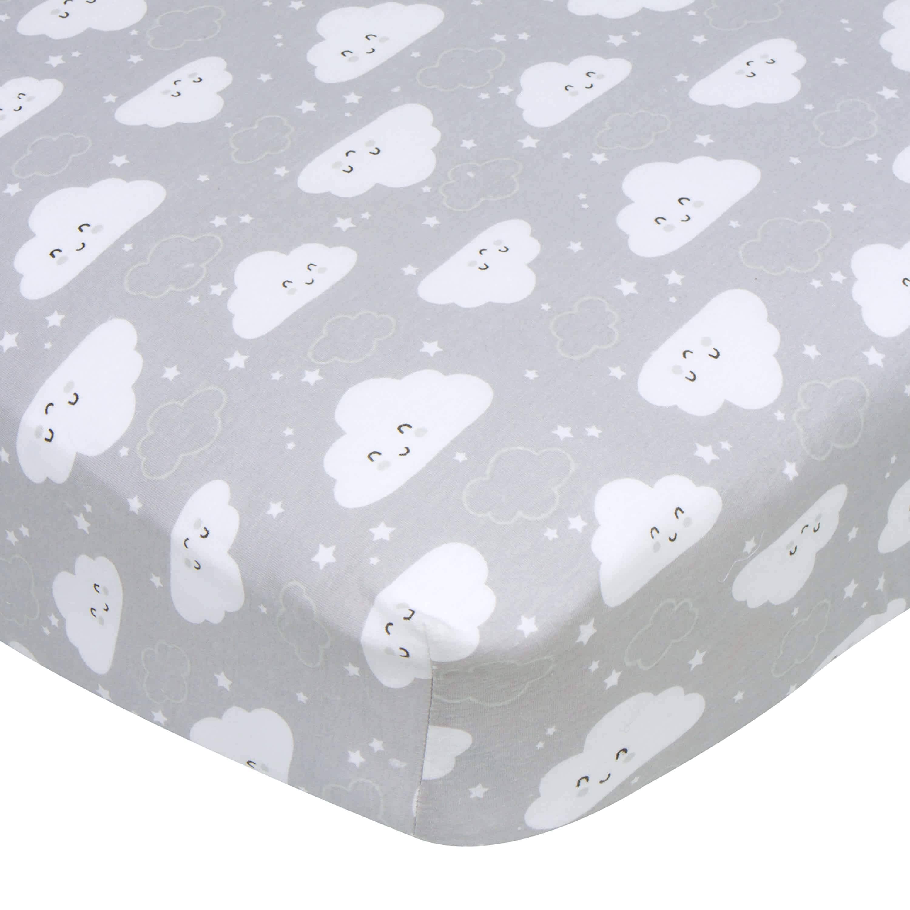 Neutral Clouds Fitted Crib Sheet-Gerber Childrenswear