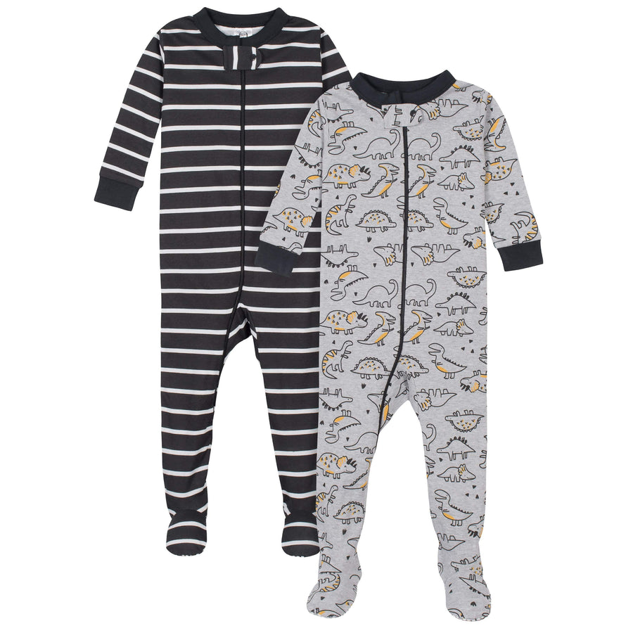 2-Pack Baby & Toddler Boys Dino Snug Fit Footed Cotton Pajamas-Gerber Childrenswear