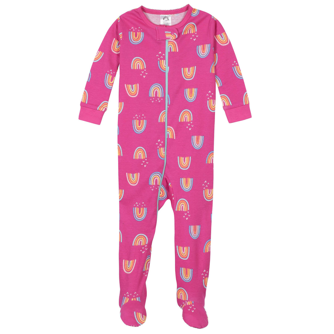 4-Pack Baby & Toddler Girls Dreams & Rainbows Snug Fit Footed Cotton Pajamas-Gerber Childrenswear