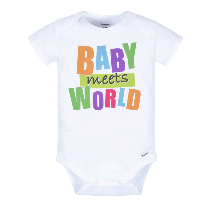 "Baby Meets World" Short Sleeve Onesies® Bodysuit-Gerber Childrenswear