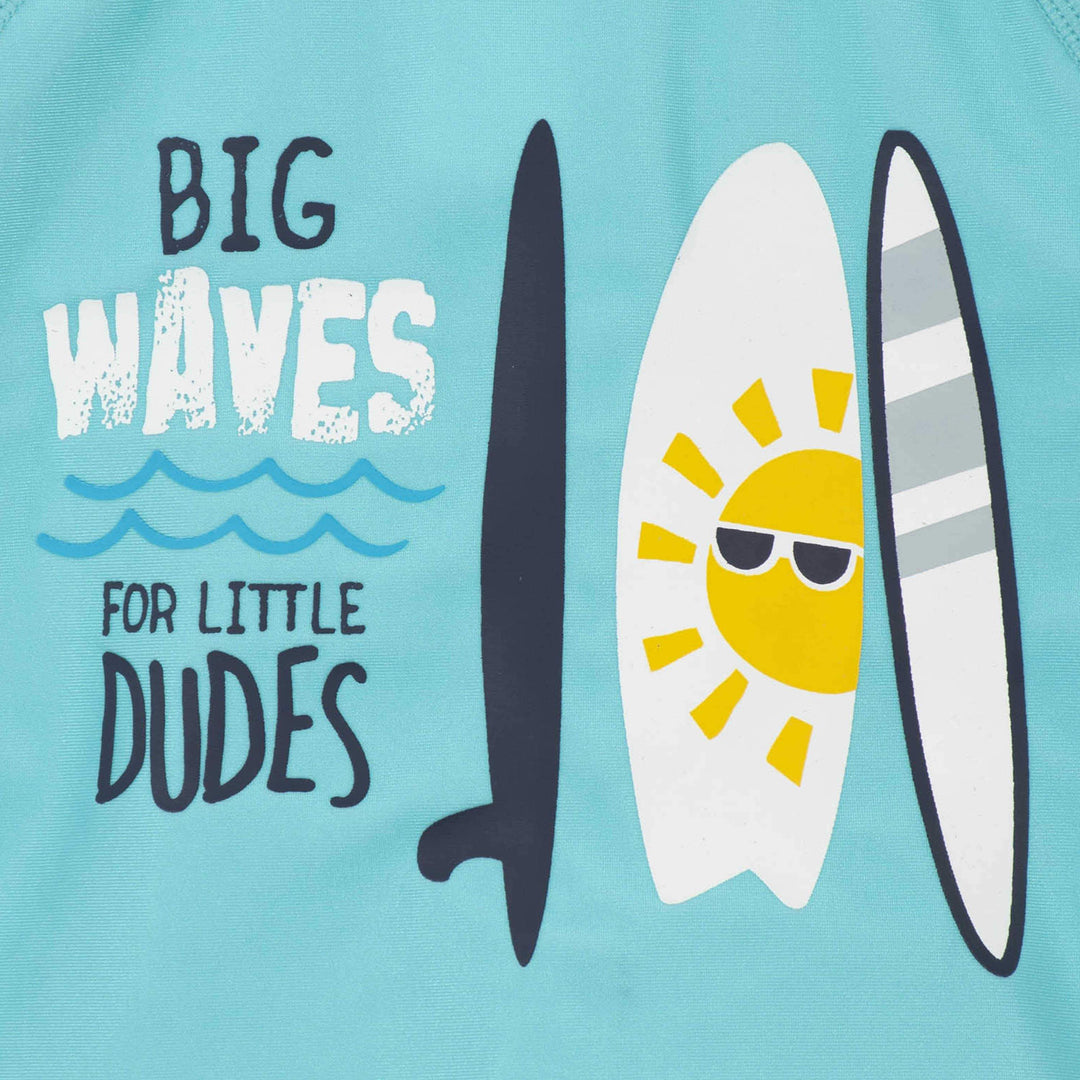 2-Piece Baby Boys and Toddler Waves Swim Trunks & Rash Guard Set