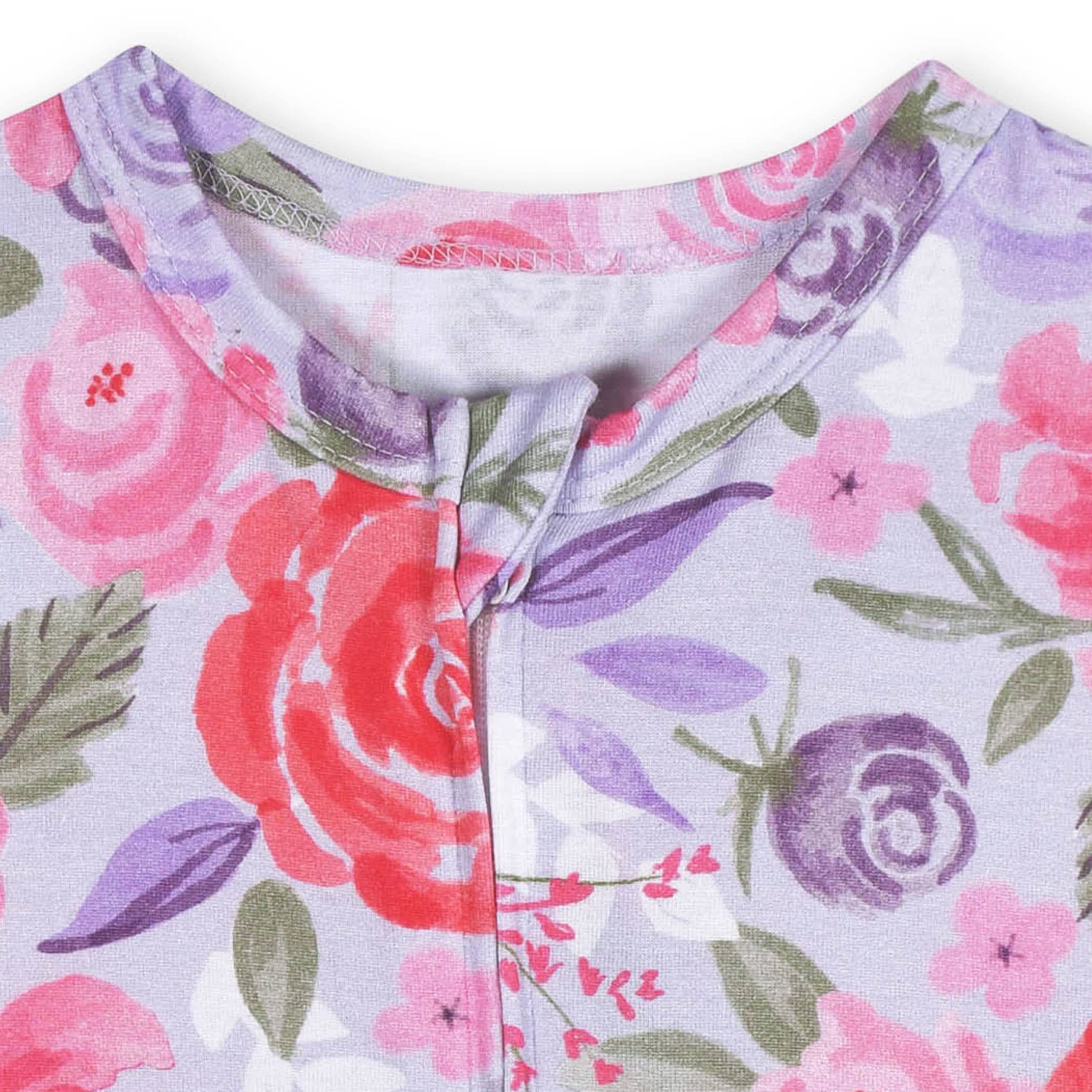 Baby Girls Lilac Garden Buttery-Soft Viscose Made from Eucalyptus Snug Fit Romper