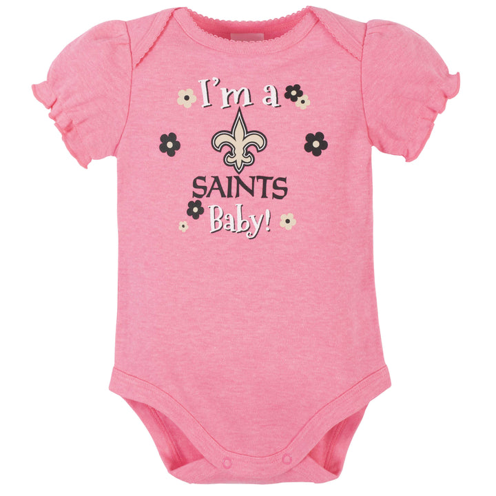 New Orleans Saints Baby Girls Short Sleeve Bodysuits-Gerber Childrenswear