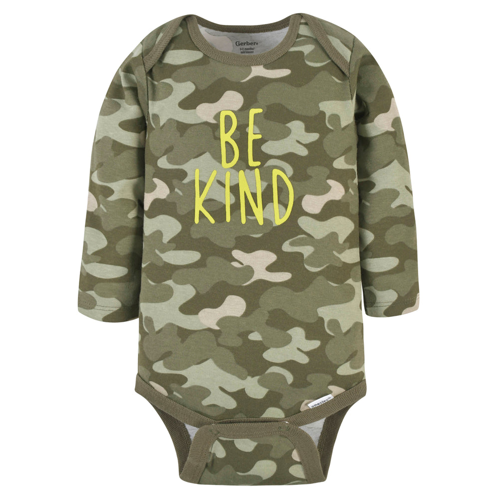 3-Pack Baby Boys Comfy Camo Long Sleeve Onesies® Bodysuits-Gerber Childrenswear