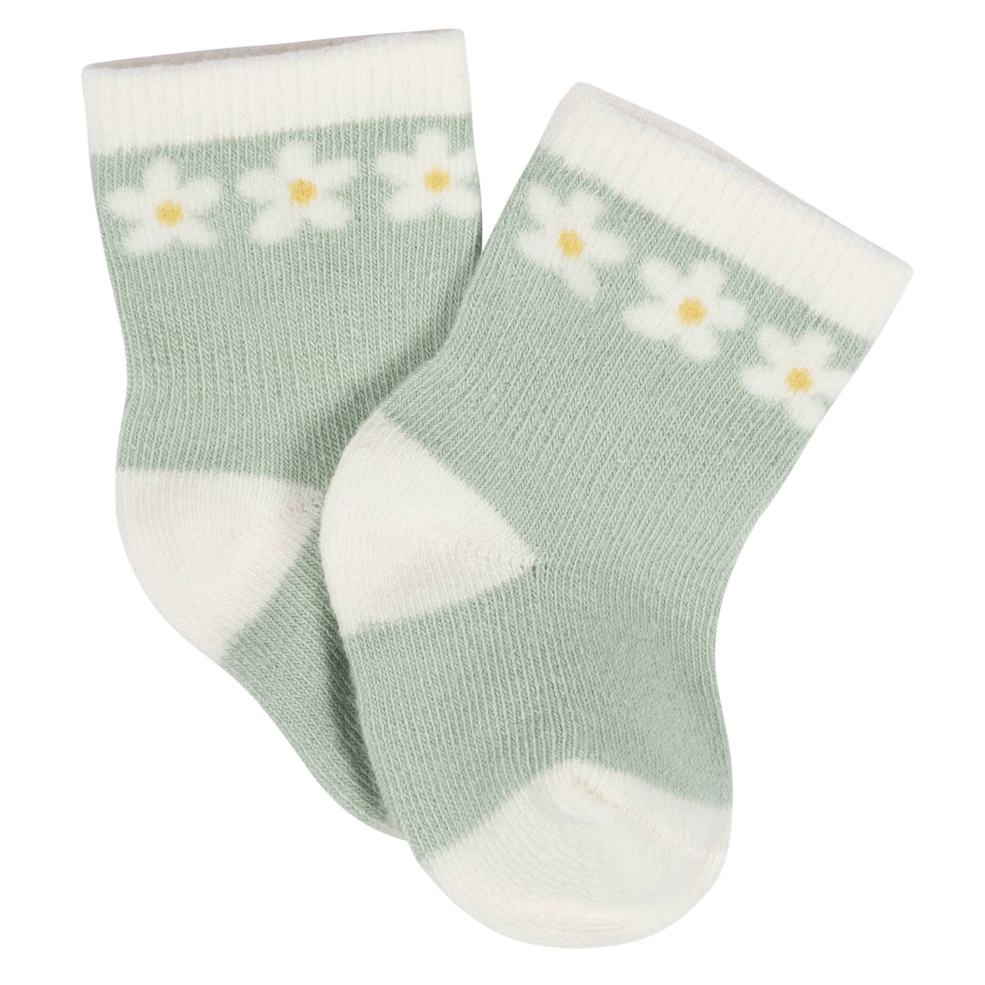 8-Pack Baby Girls Golden Floral Jersey Wiggle Proof® Socks