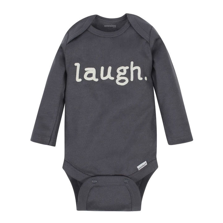 6-Pack Baby Neutral Words Long Sleeve Onesies® Brand Bodysuits-Gerber Childrenswear