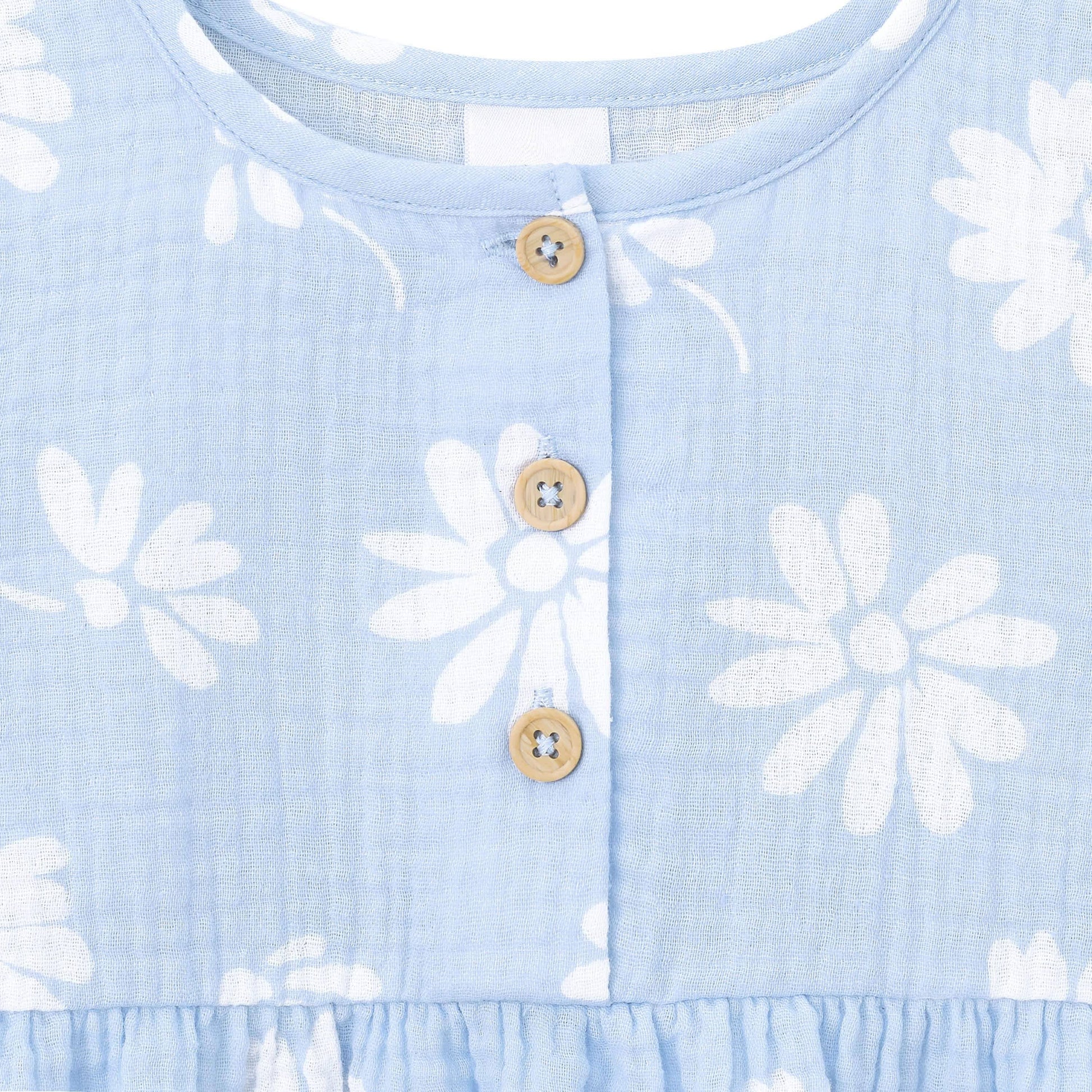 Infant & Toddler Girls Blue Floral Gauze Dress-Gerber Childrenswear