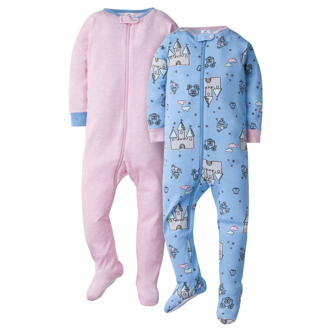 2-Pack Baby Girls Footed Union Suits - Fairytale-Gerber Childrenswear
