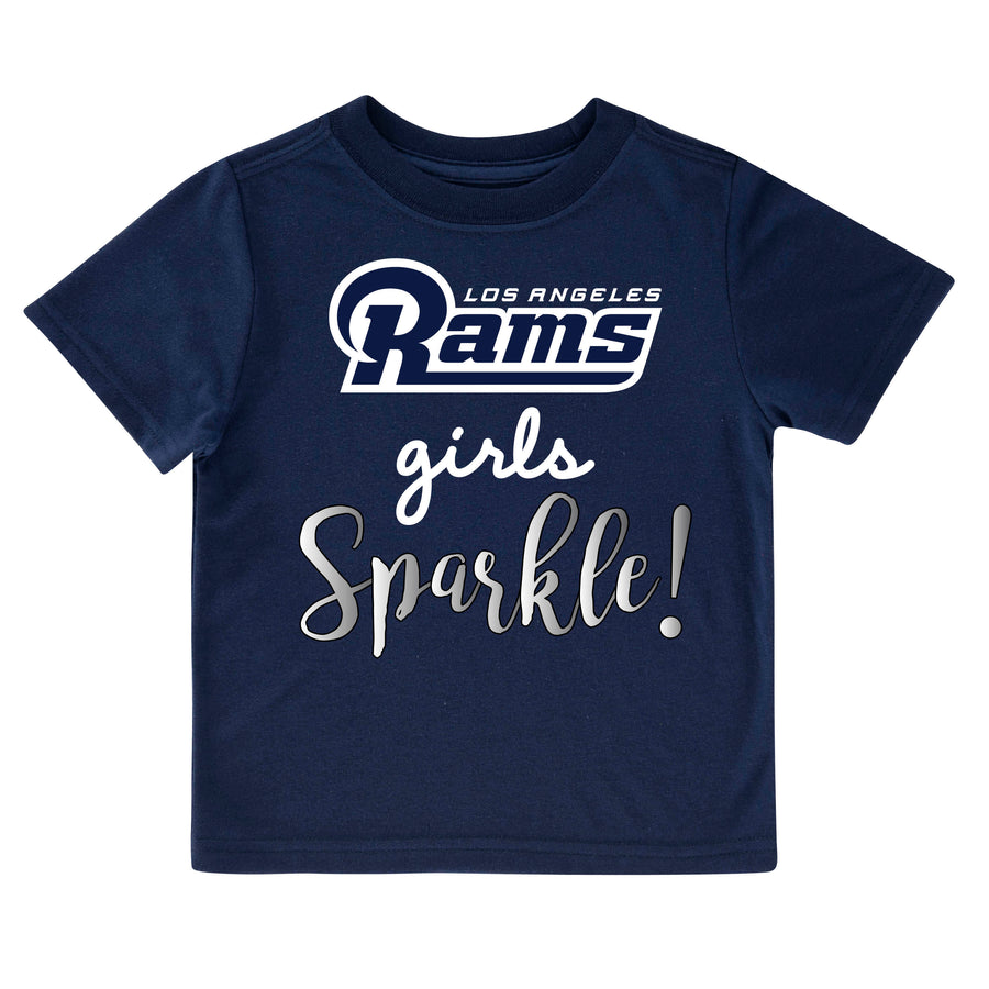 Los Angeles Rams Girls Sparkle Short Sleeve Tee Shirt-Gerber Childrenswear