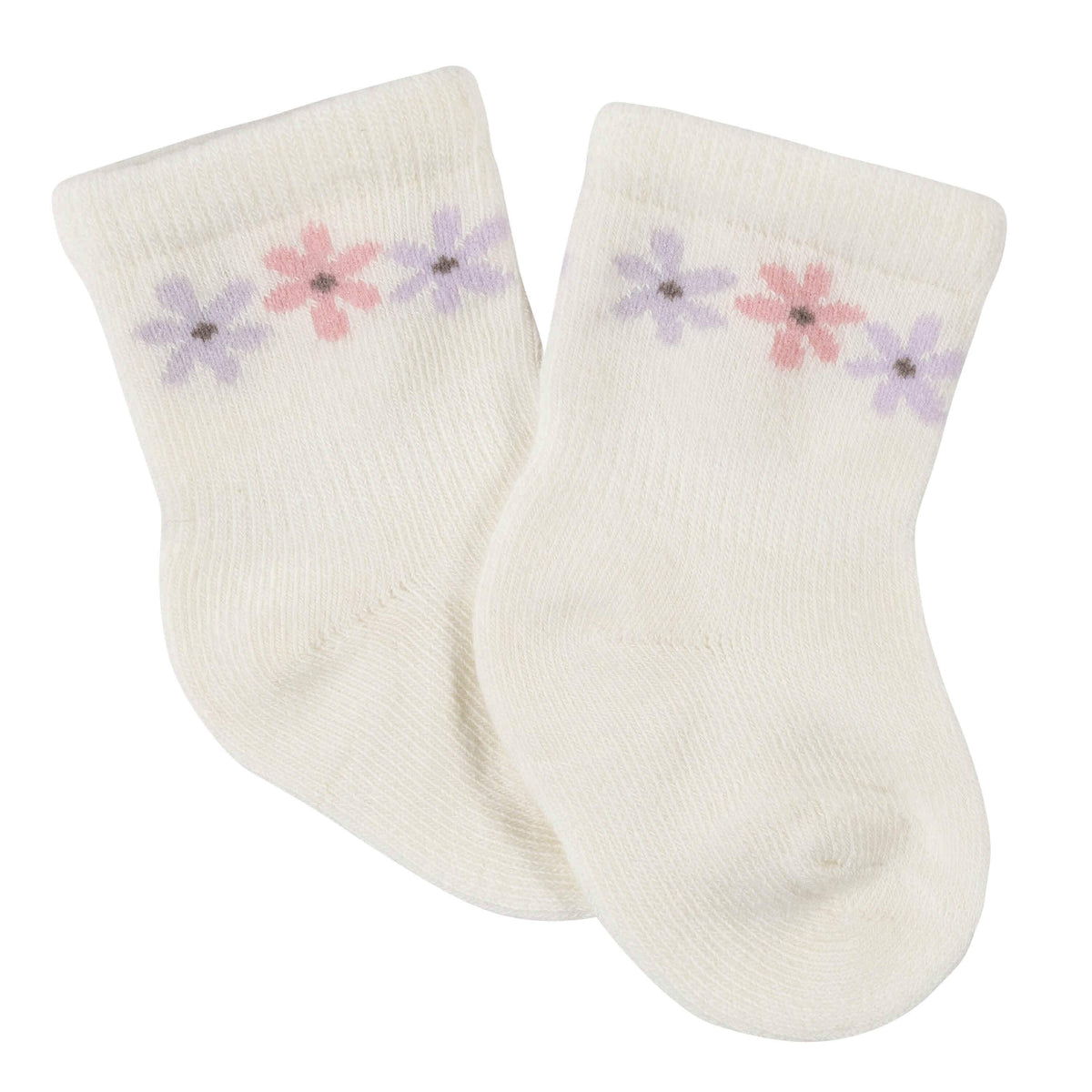 6-Pack Baby Girls Bunny Ballerina Wiggle-Proof™ Jersey Crew Socks-Gerber Childrenswear