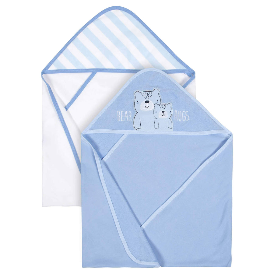 Gerber® Organic 2-Pack Baby Boys Teddy Hooded Towels-Gerber Childrenswear