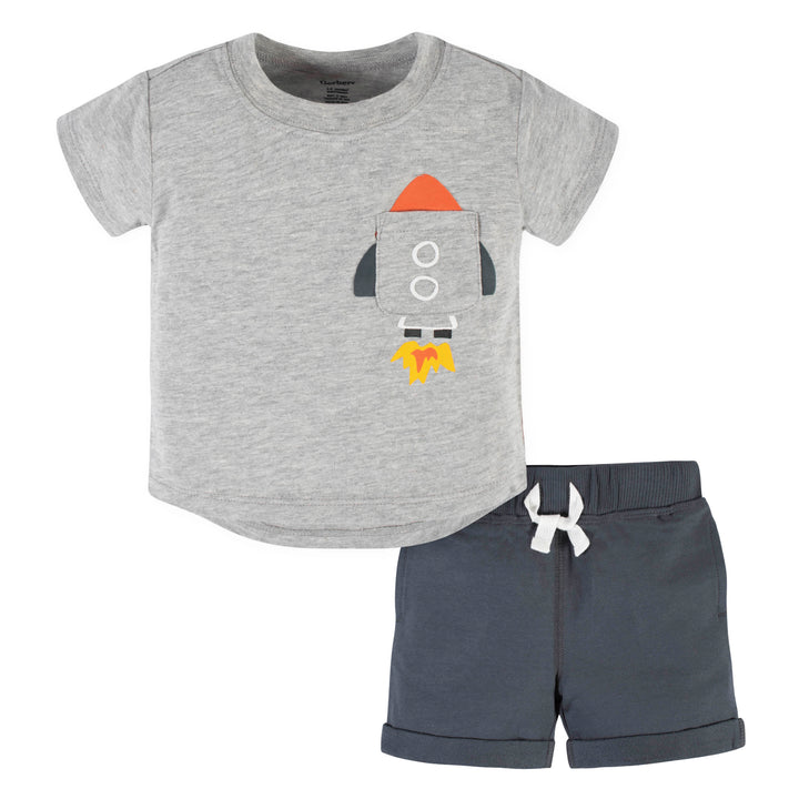 2-Piece Baby & Toddler Boys Blast Off Pocket Tee & Knit Shorts Set-Gerber Childrenswear